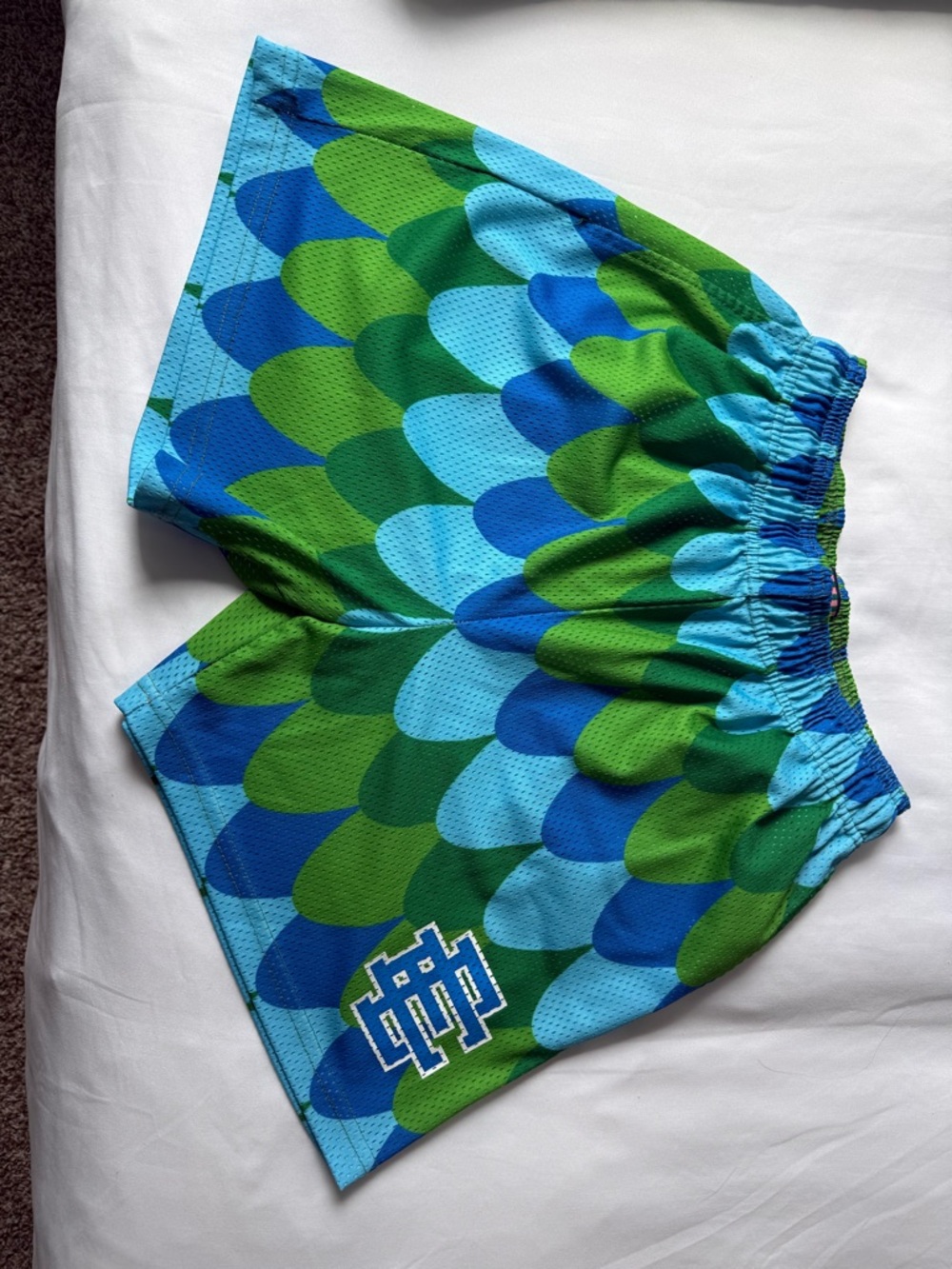 Eric Emanuel Men’s Athletic Shorts in Blue and Green Scales